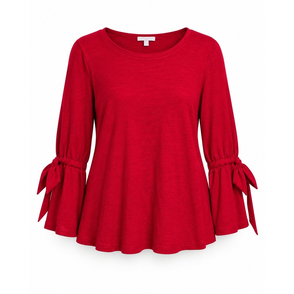 RSVP by Talbots Red Merino Wool Tie Cuff Knit Top Sweater XL classic holiday